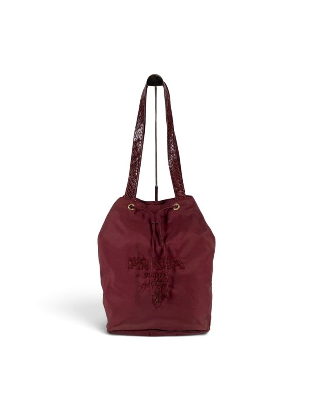 Prada Drawstring Shoulder Bag Logo Beads